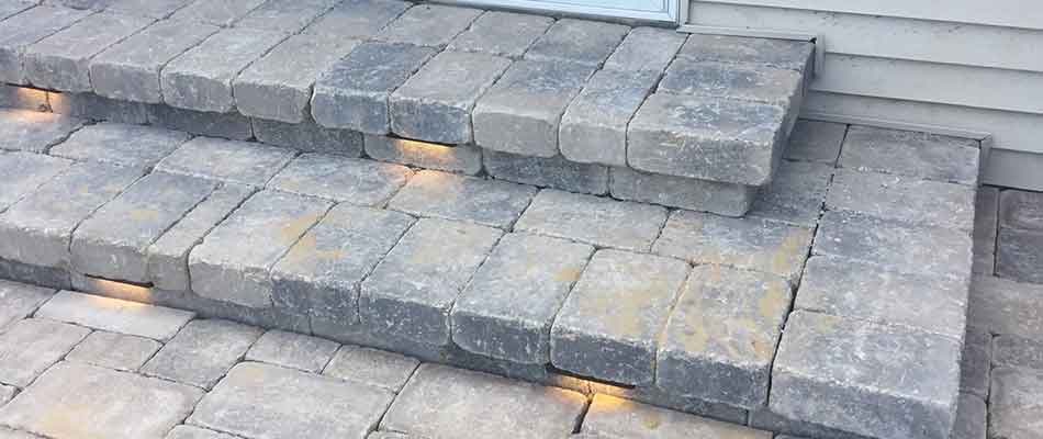 Custom stone steps for a homeowner in Goshen, IN.
