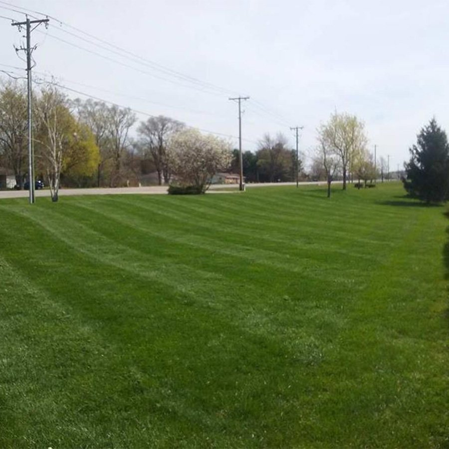 Professional commercial mowing service for a pristine property